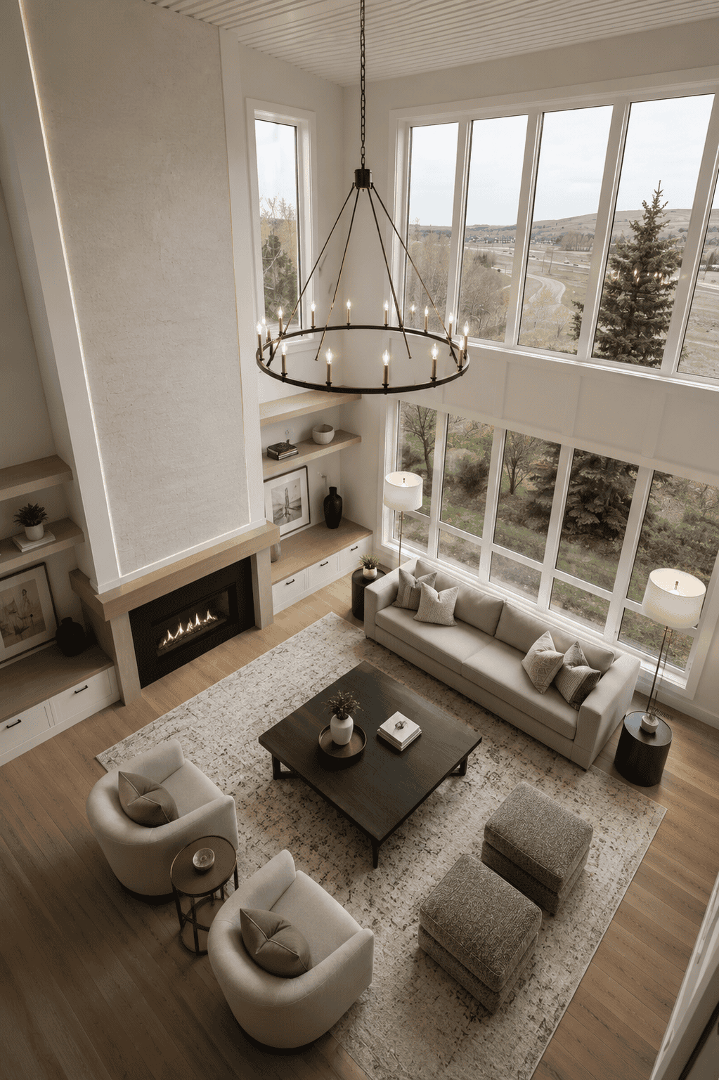 Open to below living space in Aspen Calgary full house renovation